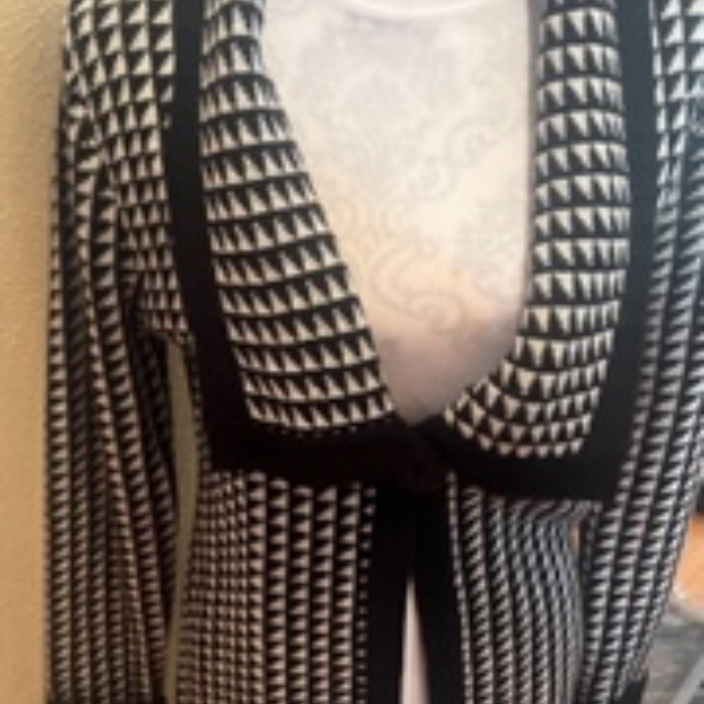 Avett Black and White Sweater, Singular Button